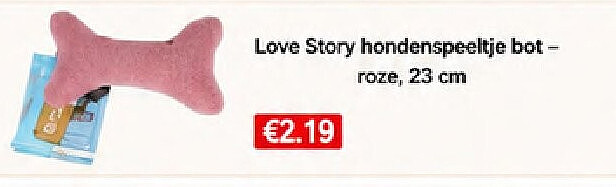 Love Story hondenspeeltje botroze, 23 cm