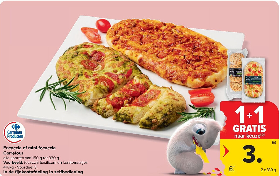 Focaccia of mini-focaccia Carrefour