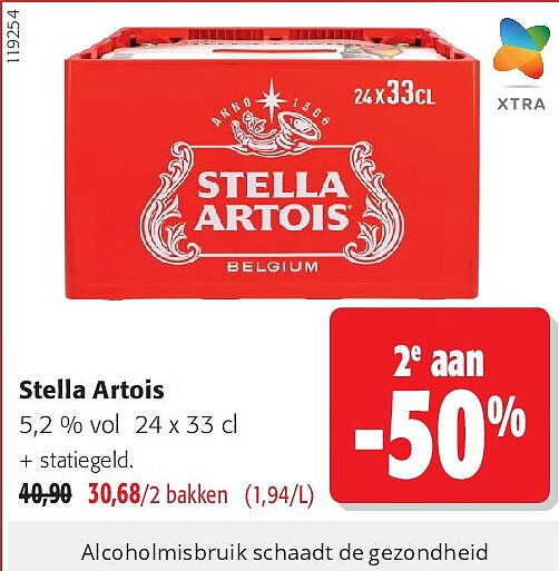 Stella Artois 5,2 % vol 24 x 33 cl