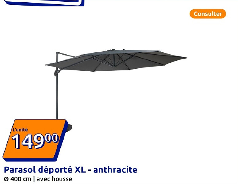Parasol déporté XL - anthracite