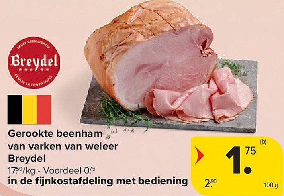 Gerookte beenham van varken van weleer Breydel
