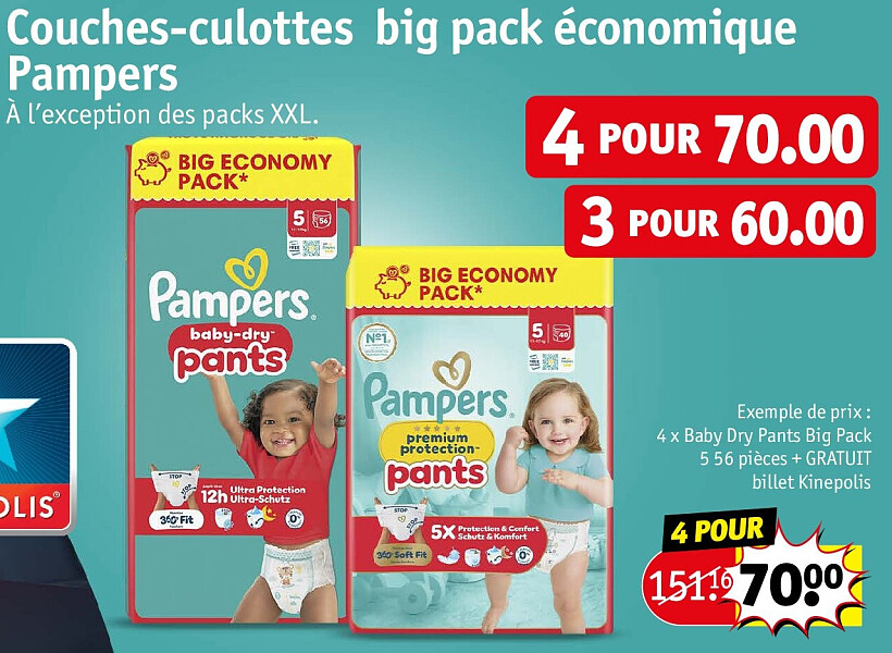Couches-culottes big pack économique Pampers 4 POUR