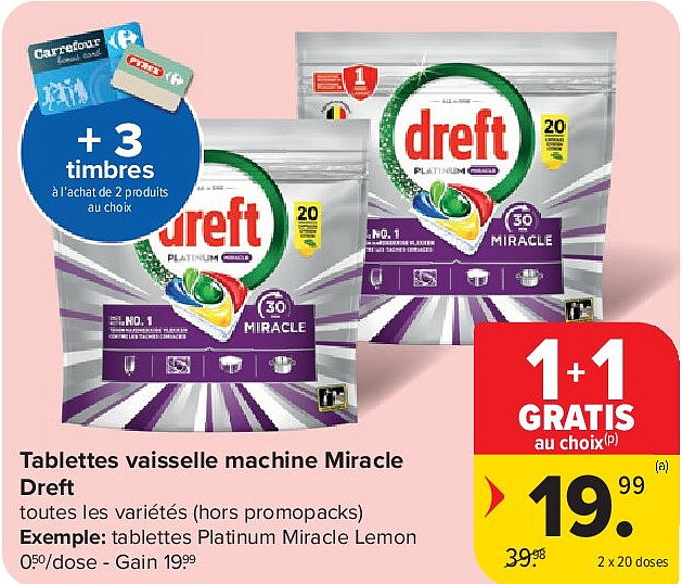 Tablettes vaisselle machine Miracle Dreft 2 x 20 doses