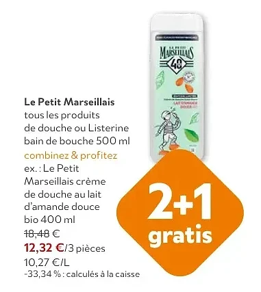 Le Petit Marseillais crème de douche au lait d'amande douce bio 400 ml
