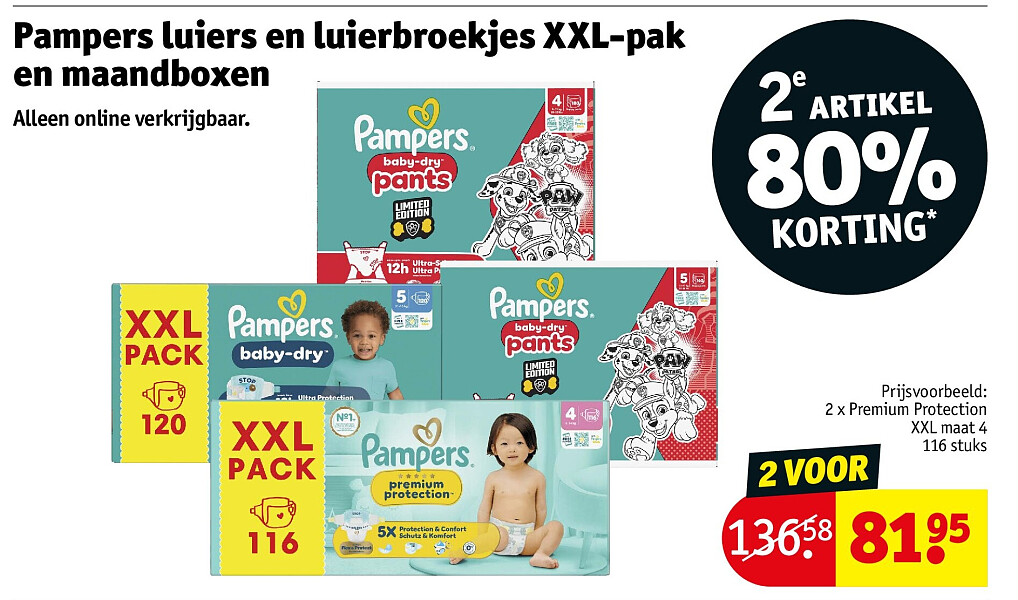 Pampers luiers en luierbroekjes XXL-pak en maandboxen