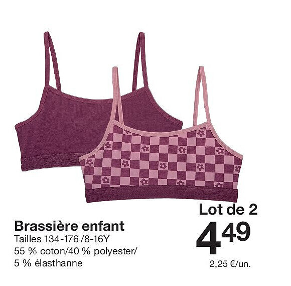 Brassière enfant Tailles 134-176 /8-16Y 55 % coton/40 % polyester/ 5 % élasthanne