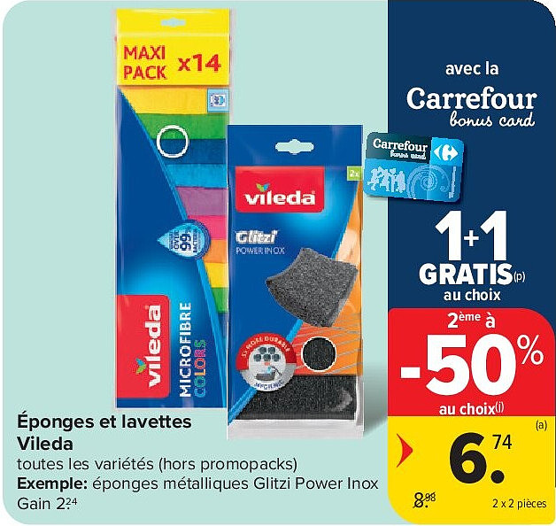 Éponges et lavettes Vileda 2 x 2 pièces