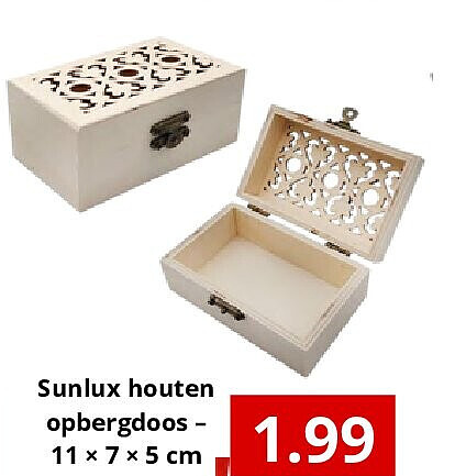 Sunlux houten opbergdoos – 11 × 7 × 5 cm
