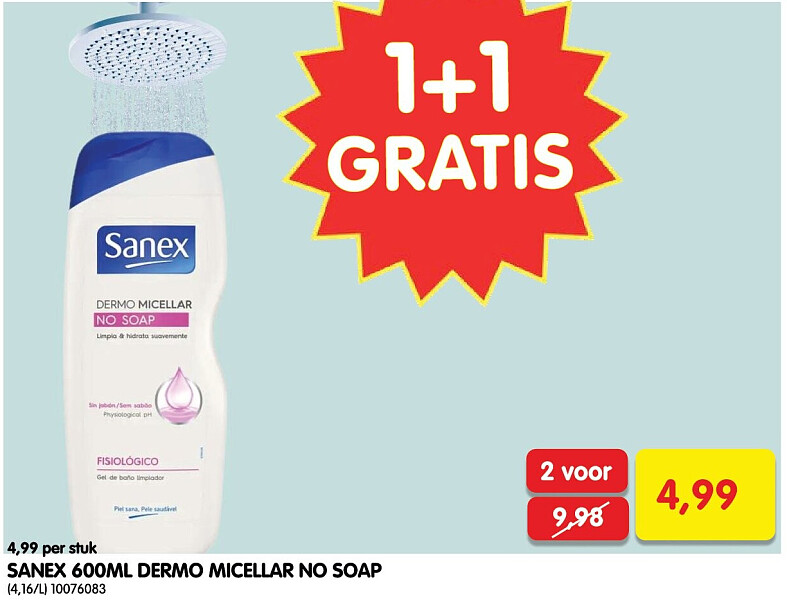 SANEX 600ML DERMO MICELLAR NO SOAP