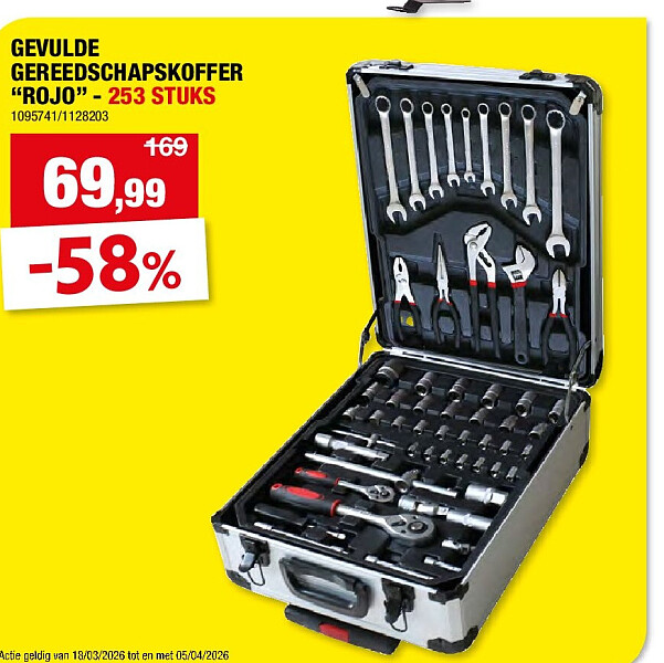 GEVULDE GEREEDSCHAPSKOFFER “ROJO” - 253 STUKS