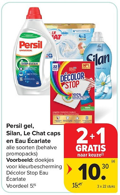Persil gel, Silan, Le Chat caps en Eau Écarlate