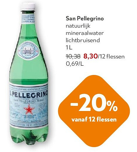 San Pellegrino natuurlijk mineraalwater lichtbruisend 1 L
