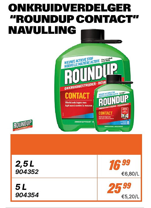Onkruidverdelger "Roundup contact" navulling 5 L
