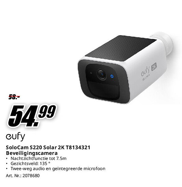 SoloCam S220 Solar 2K T8134321 Beveiligingscamera