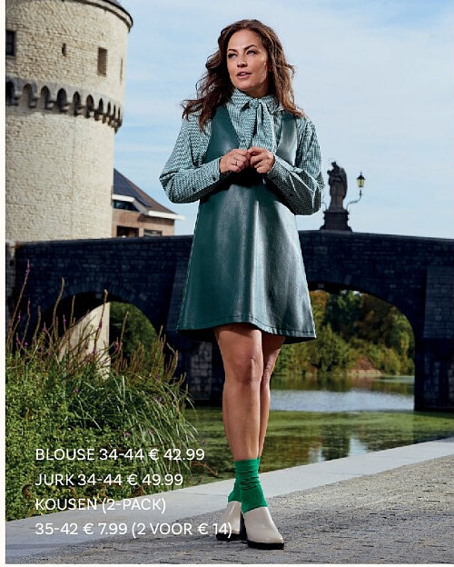 Donkergroene mouwloze jurk in lederlook by Frances