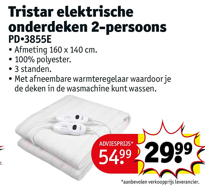 Tristar elektrische onderdeken 2-persoons