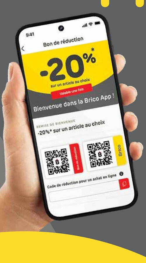 Réduction sur un article au choix avec la Brico App