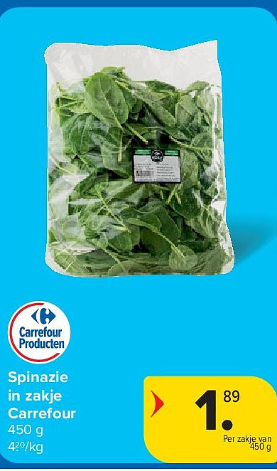 Spinazie in zakje Carrefour