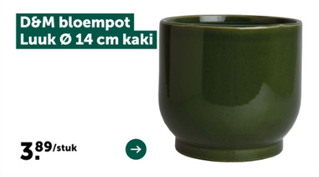 D&M bloempot Luuk Ø 14 cm kaki