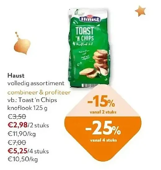Haust Toast 'n Chips knoflook 125 g