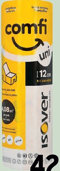Isover Comfi Uni glaswol dikte 12 cm