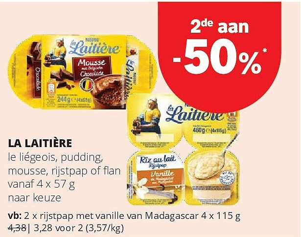 LA LAITIÈRE rijstpap met vanille van Madagascar 4 x 115 g