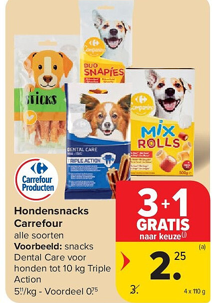 Hondensnacks Carrefour
