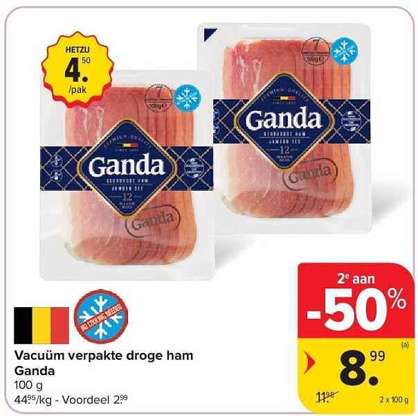 Vacuüm verpakte droge ham Ganda