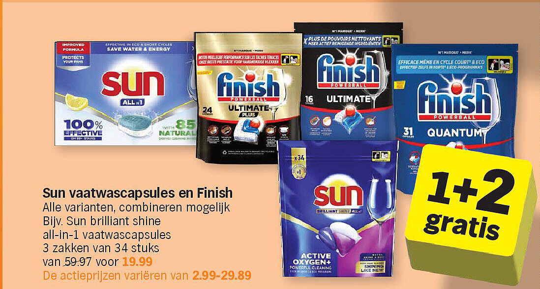 Sun vaatwascapsules en Finish