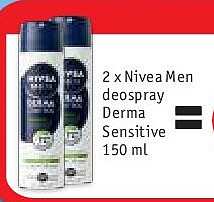 2 x Nivea Men deospray Derma Sensitive 150 ml