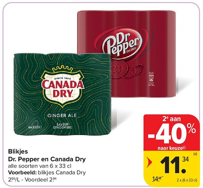 Blikjes Dr. Pepper en Canada Dry