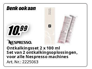 Ontkalkingsset 2 x 100 ml Set van 2 ontkalkingsoplossingen, voor alle Nespresso machines