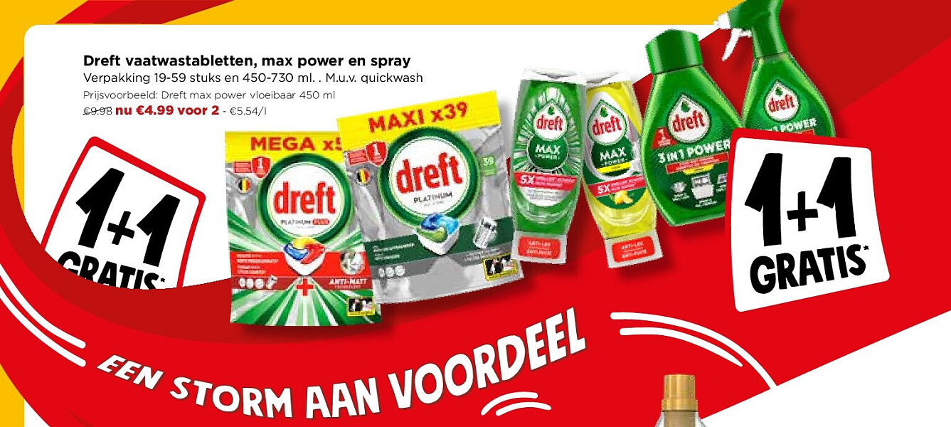 Dreft vaatwastabletten, max power en spray