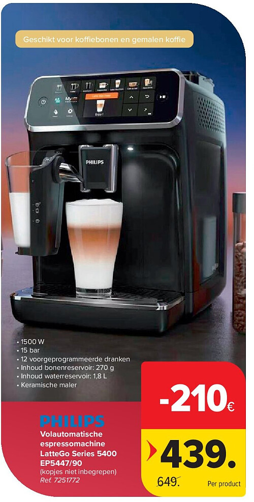 Volautomatische espressomachine LatteGo Series 5400 EP5447/90