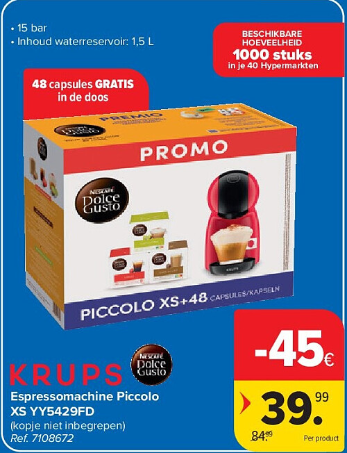 Espressomachine Piccolo XS YY5429FD