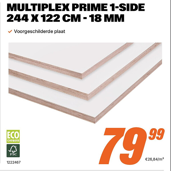 MULTIPLEX PRIME 1-SIDE 244 X 122 CM - 18 MM