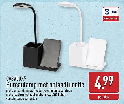 Bureaulamp met oplaadfunctie