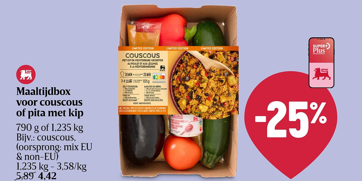 Maaltijdbox voor couscous of pita met kip
