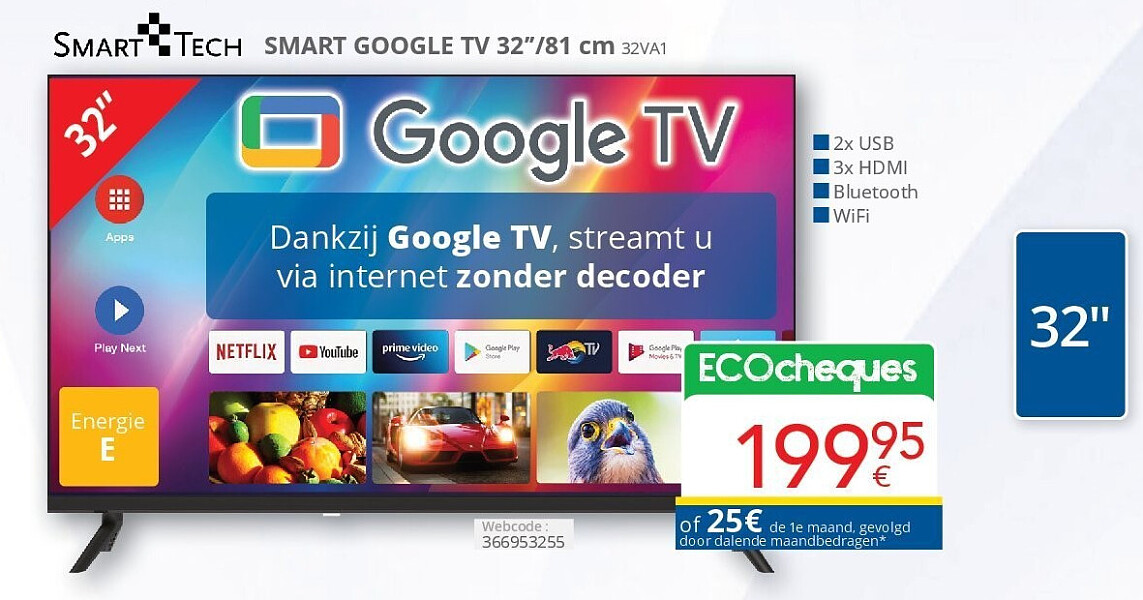Smart Tech SMART GOOGLE TV 32’’/81 cm 32VA1