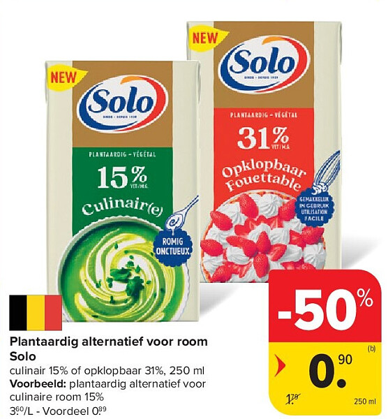 Plantaardig alternatief voor room Solo