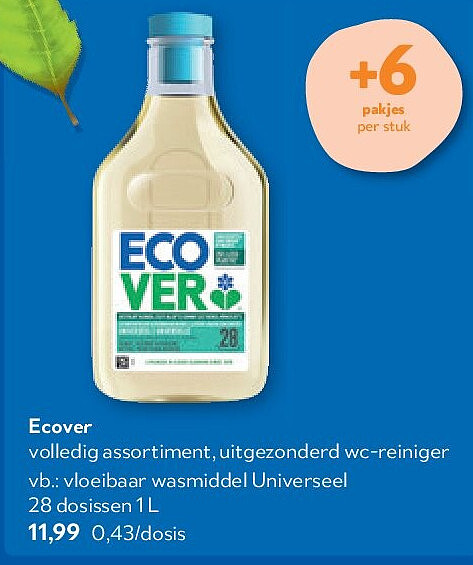 Ecover vloeibaar wasmiddel Universeel 28 dosissen 1 L