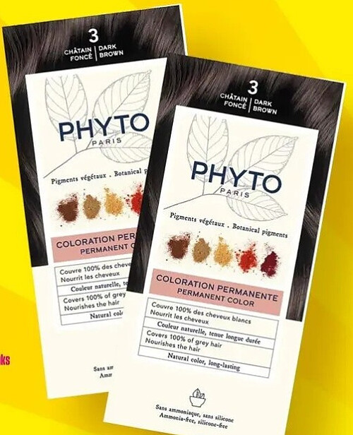 Phyto permanente haarkleuring nr. 3 donker kastanjebruin (2 stuks)
