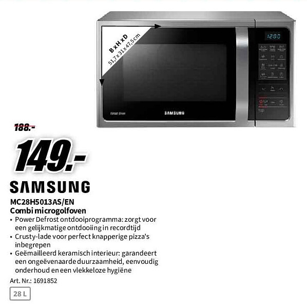 Samsung MC28H5013AS/EN Combi microgolfoven