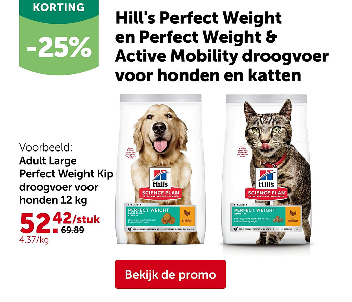 Adult Large Perfect Weight Kip droogvoer voor honden 12 kg