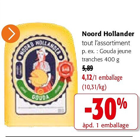 Noord Hollander Gouda jeune tranches 400 g
