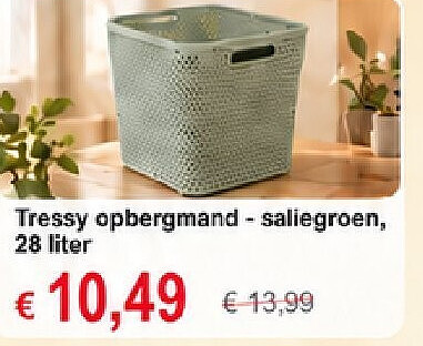 Tressy opbergmand - saliegroen, 28 liter