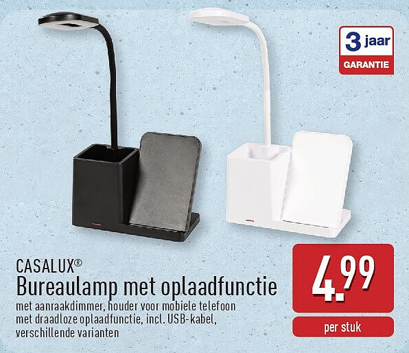 Bureaulamp met oplaadfunctie