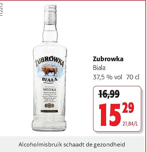 Zubrowka Biala 37,5 % vol 70 cl
