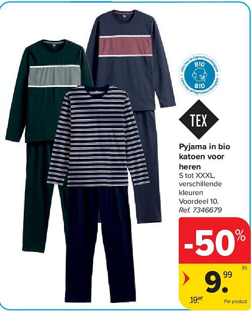 Pyjama in bio katoen voor heren