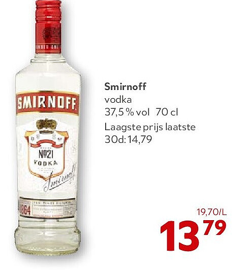Smirnoff vodka 37,5 % vol 70 cl